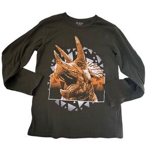 The Children's Place Boy's Green Dinosaur Long Sleeve Shirt Size L (10/12)